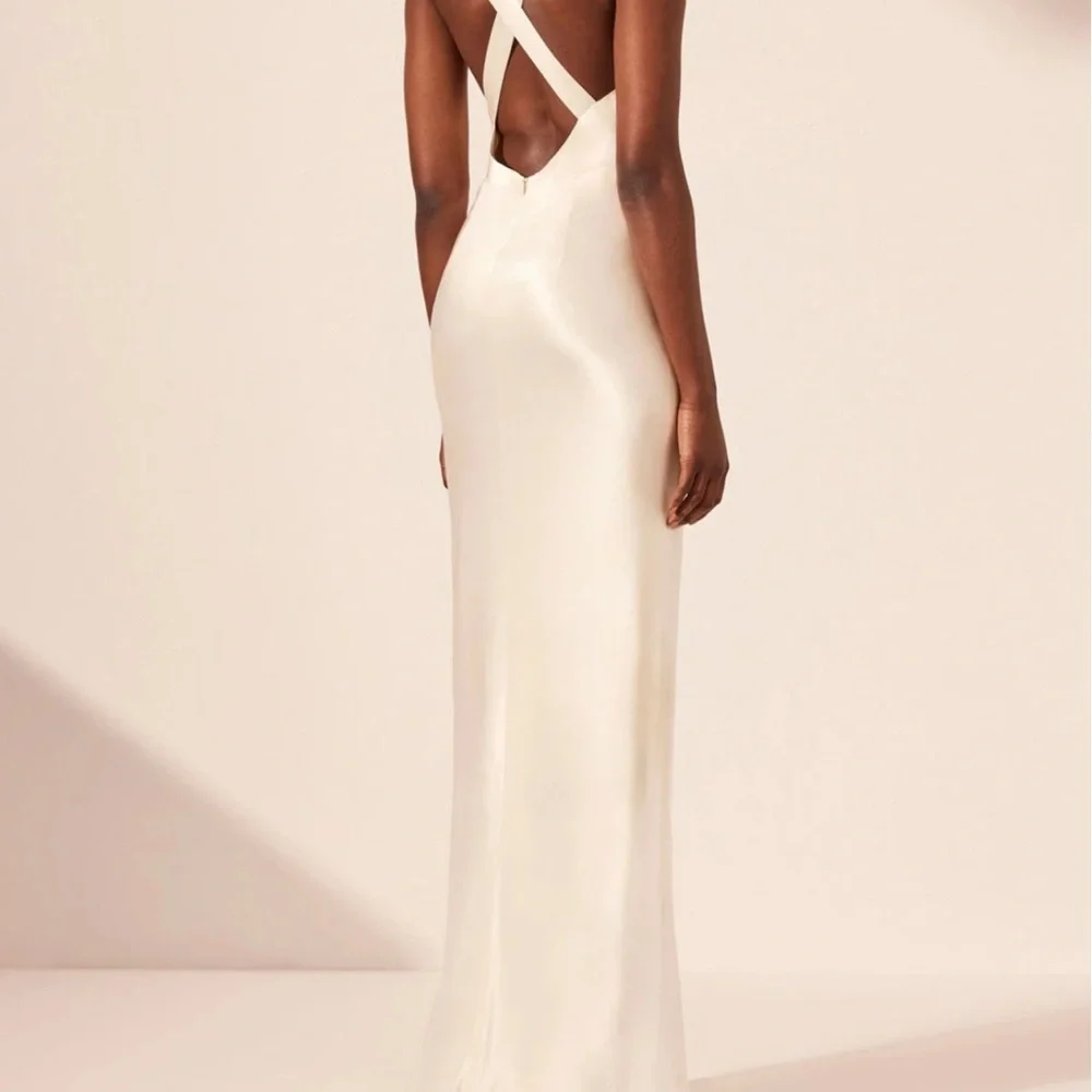 La Lune Lace Cross Back Maxi Dress - Cream - Picture 3 of 4